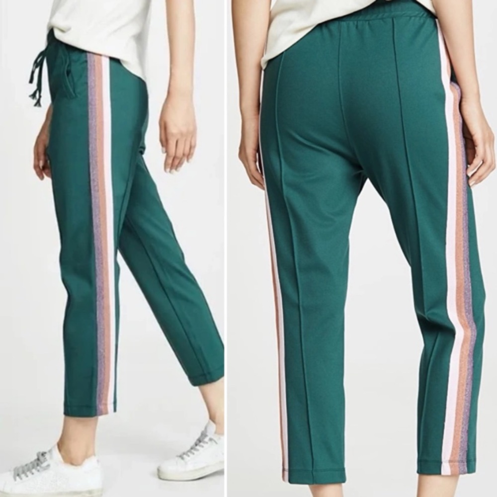 NWT Spiritual Gangster Classic Cropped Jade Green Track Pants with Stripes - Picture 3 of 13